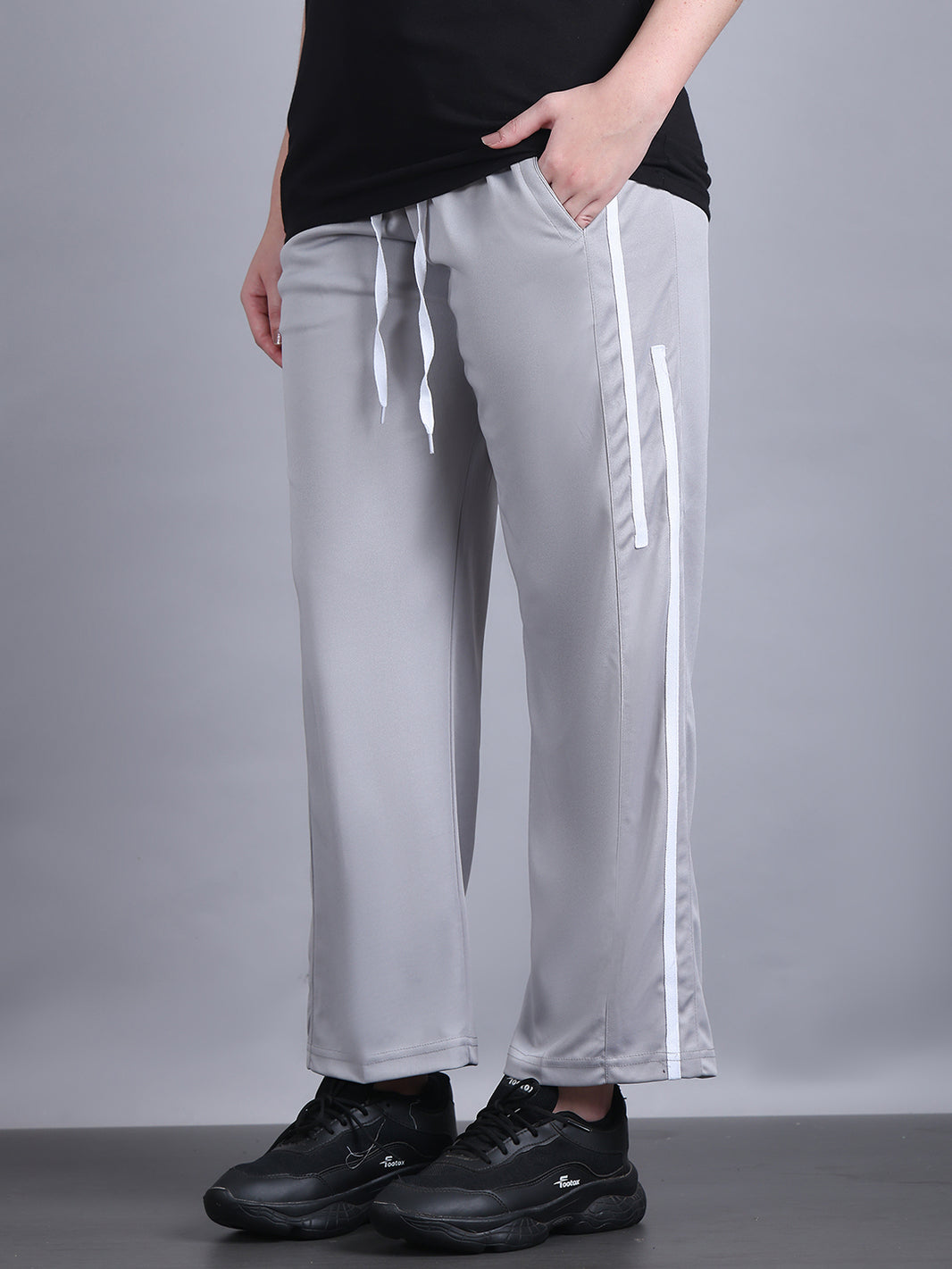 Mack Jonney Striped | Ggrey | Relaxed Fit | Polyster Lycra Trackpant For Women