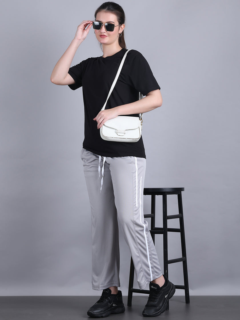 Mack Jonney Striped | Ggrey | Relaxed Fit | Polyster Lycra Trackpant For Women