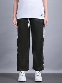 Mack Jonney Striped | Olive | Relaxed Fit | Polyster Lycra Trackpant For Women