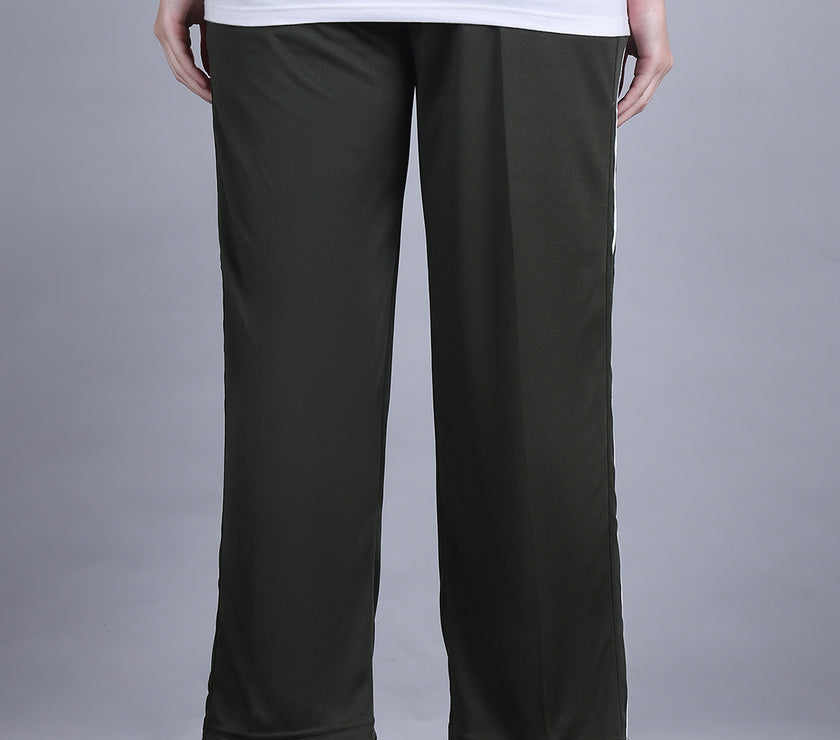 Mack Jonney Striped | Olive | Relaxed Fit | Polyster Lycra Trackpant For Women
