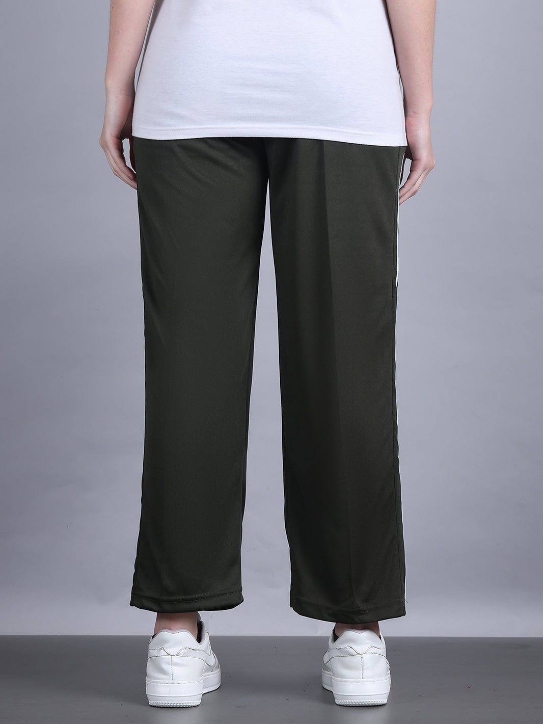 Mack Jonney Striped | Olive | Relaxed Fit | Polyster Lycra Trackpant For Women