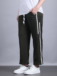 Mack Jonney Striped | Olive | Relaxed Fit | Polyster Lycra Trackpant For Women