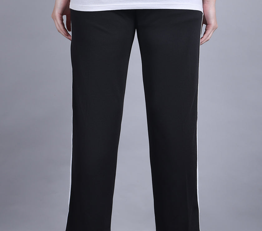 Mack Jonney Colorblock | Black | Relaxed Fit | Polyster Lycra Trackpant For Women
