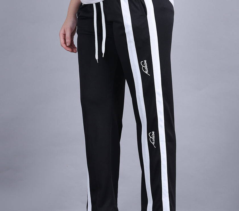 Mack Jonney Colorblock | Black | Relaxed Fit | Polyster Lycra Trackpant For Women