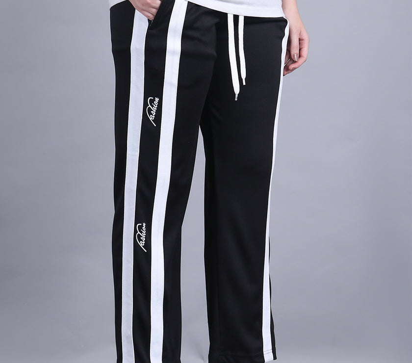 Mack Jonney Colorblock | Black | Relaxed Fit | Polyster Lycra Trackpant For Women