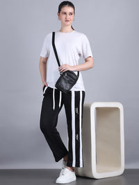 Mack Jonney Colorblock | Black | Relaxed Fit | Polyster Lycra Trackpant For Women