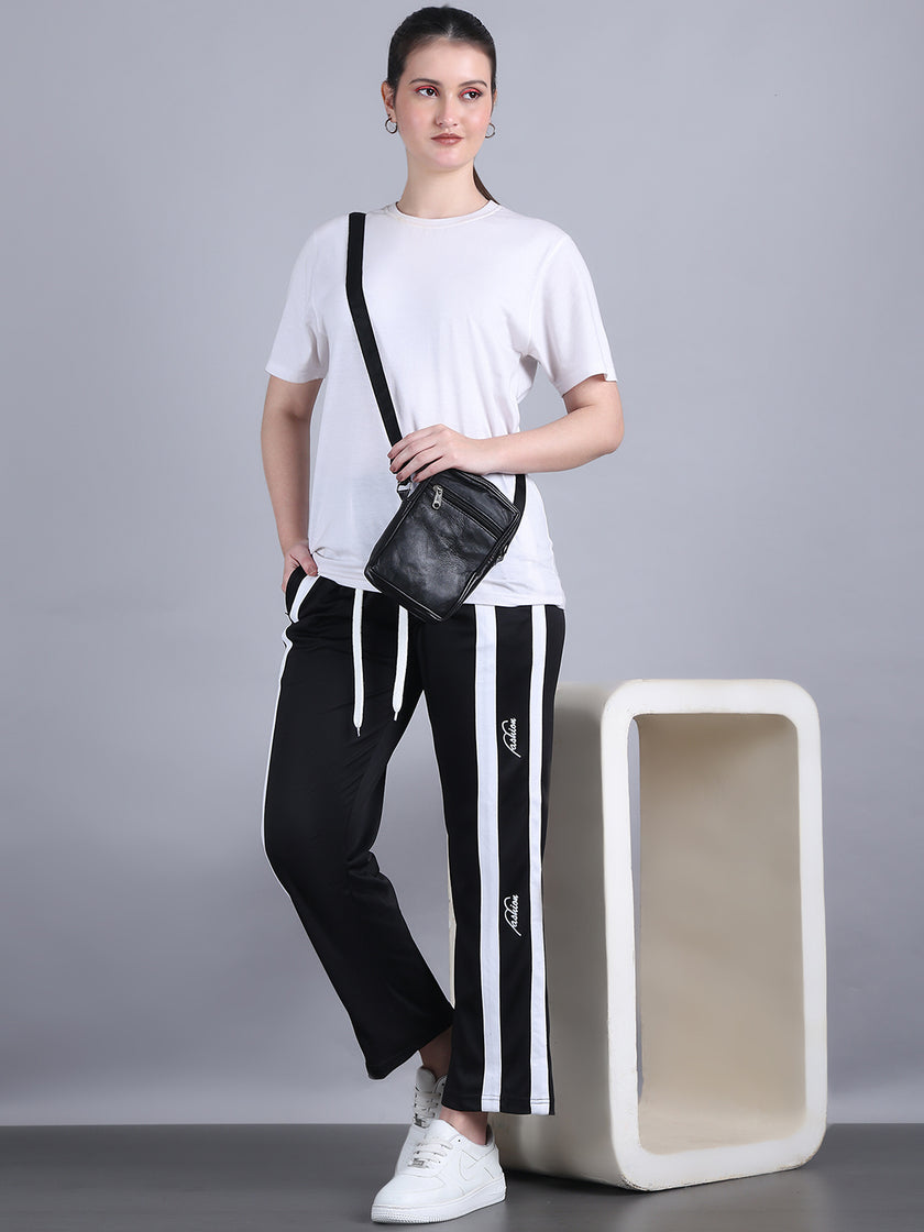 Mack Jonney Colorblock | Black | Relaxed Fit | Polyster Lycra Trackpant For Women