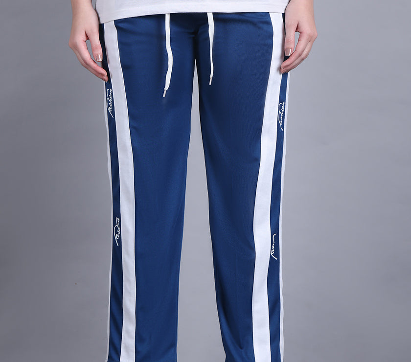 Mack Jonney Colorblock | Blue | Relaxed Fit | Polyster Lycra Trackpant For Women