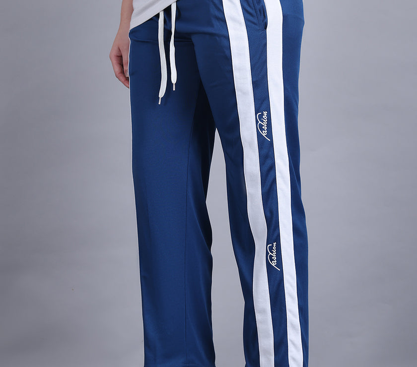 Mack Jonney Colorblock | Blue | Relaxed Fit | Polyster Lycra Trackpant For Women