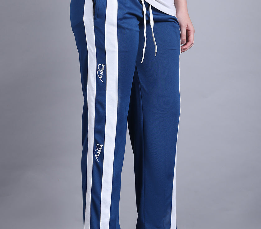 Mack Jonney Colorblock | Blue | Relaxed Fit | Polyster Lycra Trackpant For Women