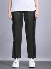 Mack Jonney Colorblock | Olive | Relaxed Fit | Polyster Lycra Trackpant For Women