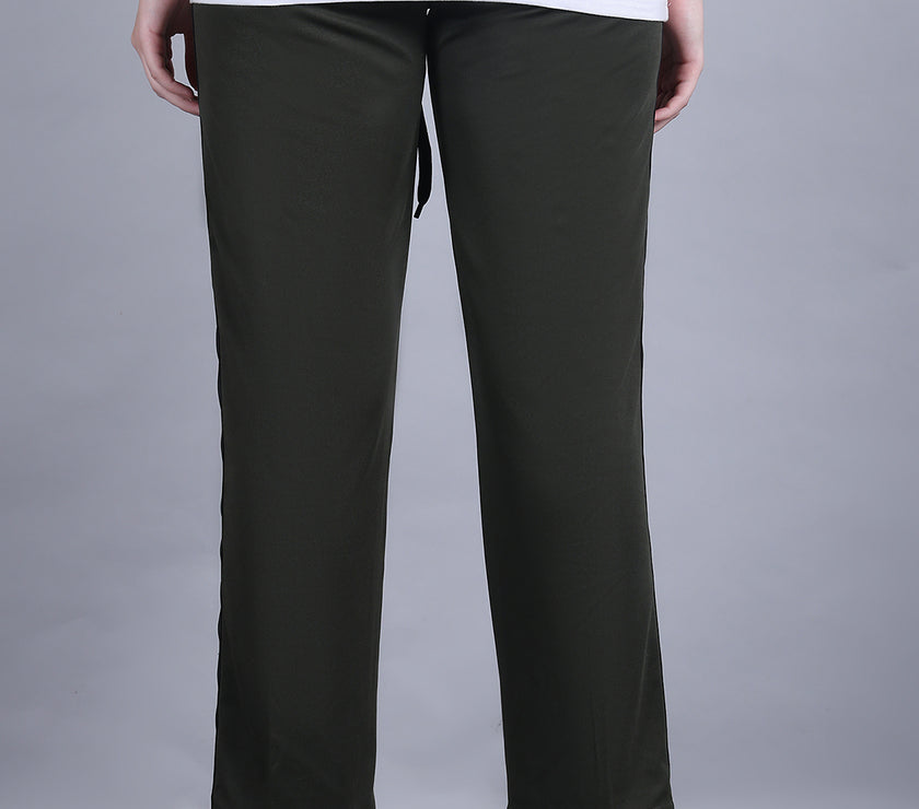 Mack Jonney Colorblock | Olive | Relaxed Fit | Polyster Lycra Trackpant For Women