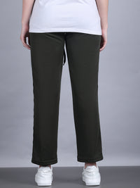 Mack Jonney Colorblock | Olive | Relaxed Fit | Polyster Lycra Trackpant For Women