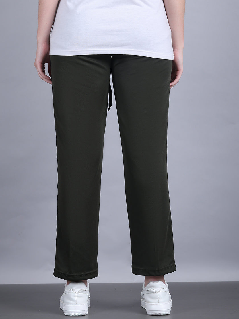 Mack Jonney Colorblock | Olive | Relaxed Fit | Polyster Lycra Trackpant For Women