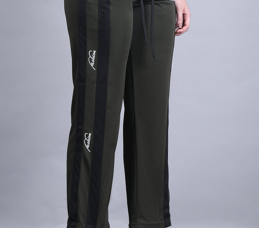 Mack Jonney Colorblock | Olive | Relaxed Fit | Polyster Lycra Trackpant For Women