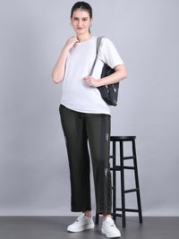Mack Jonney Colorblock | Olive | Relaxed Fit | Polyster Lycra Trackpant For Women