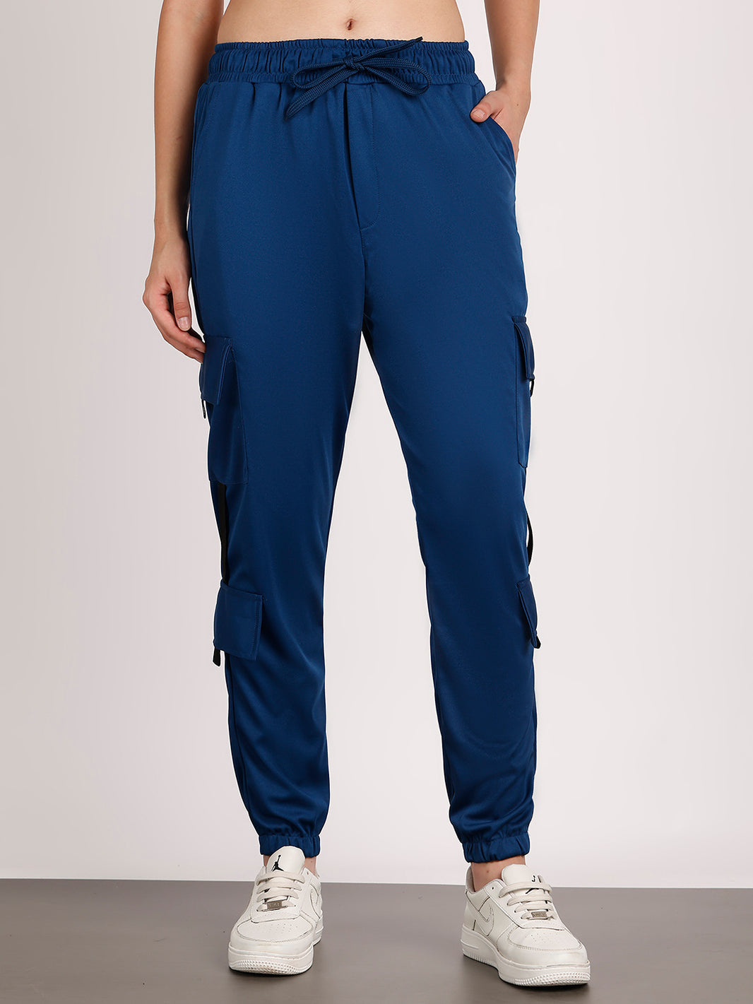 Mack Jonney Solid | Blue | Cargo Style | Polyster Lycra Trackpant For Women
