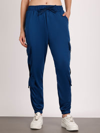 Mack Jonney Solid | Blue | Cargo Style | Polyster Lycra Trackpant For Women