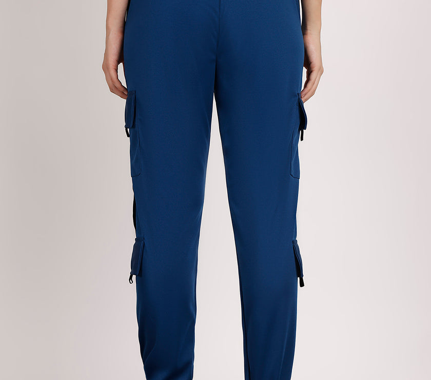 Mack Jonney Solid | Blue | Cargo Style | Polyster Lycra Trackpant For Women