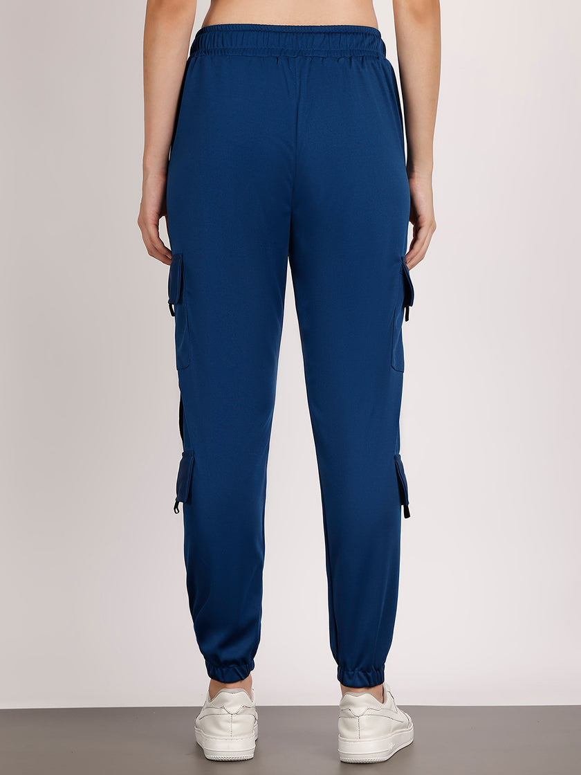 Mack Jonney Solid | Blue | Cargo Style | Polyster Lycra Trackpant For Women
