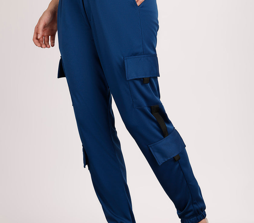 Mack Jonney Solid | Blue | Cargo Style | Polyster Lycra Trackpant For Women