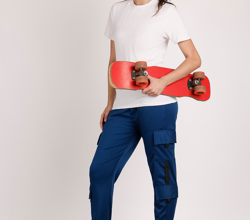 Mack Jonney Solid | Blue | Cargo Style | Polyster Lycra Trackpant For Women