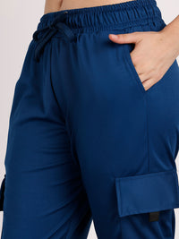 Mack Jonney Solid | Blue | Cargo Style | Polyster Lycra Trackpant For Women