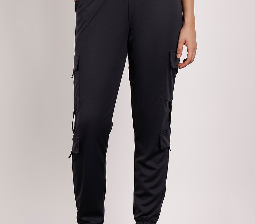Mack Jonney Solid | Grey | Cargo Style | Polyster Lycra Trackpant For Women