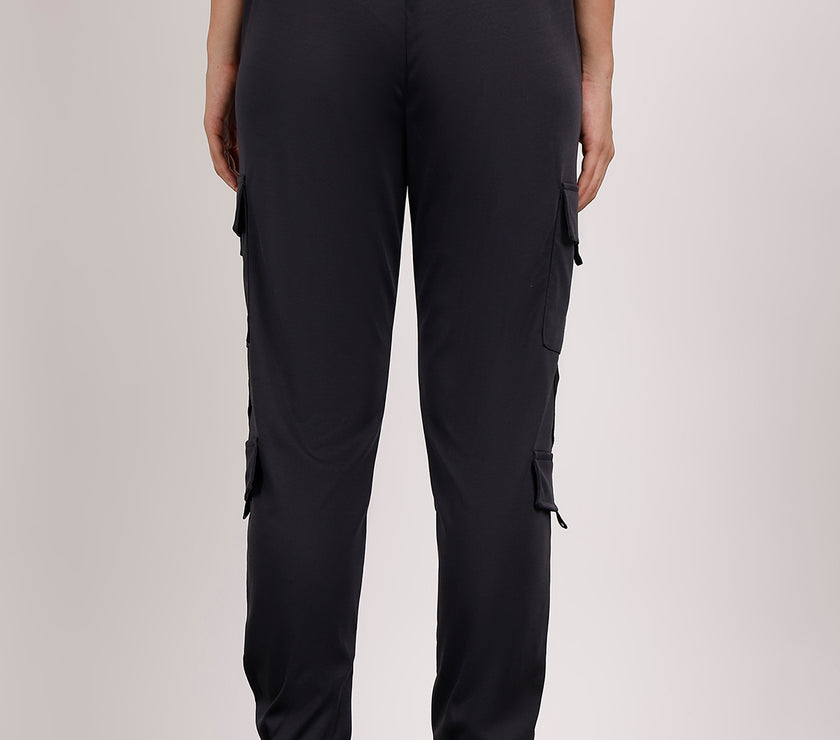 Mack Jonney Solid | Grey | Cargo Style | Polyster Lycra Trackpant For Women