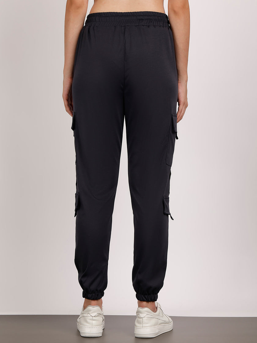Mack Jonney Solid | Grey | Cargo Style | Polyster Lycra Trackpant For Women