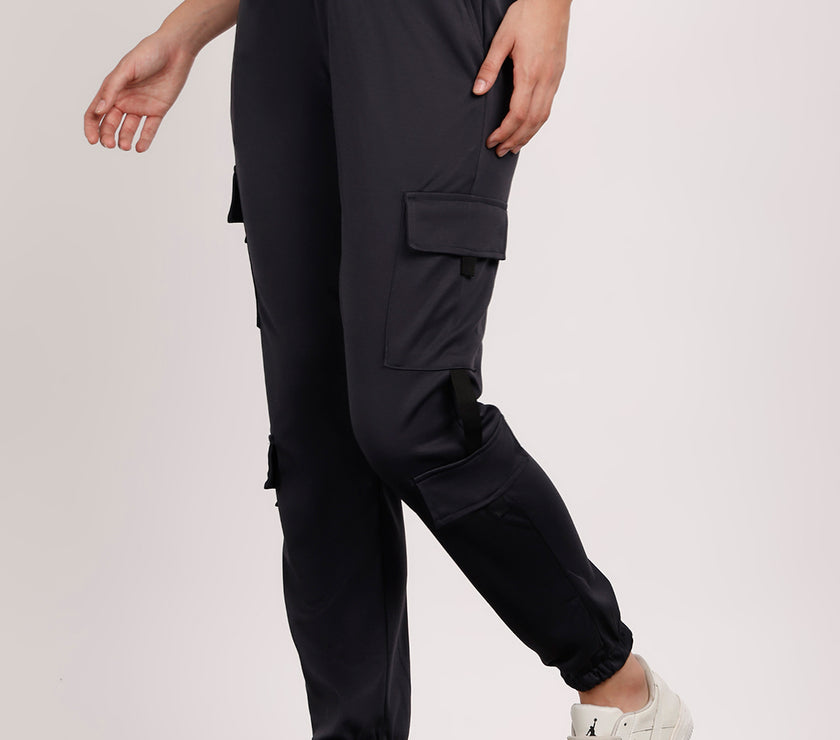 Mack Jonney Solid | Grey | Cargo Style | Polyster Lycra Trackpant For Women