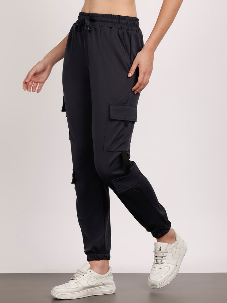 Mack Jonney Solid | Grey | Cargo Style | Polyster Lycra Trackpant For Women