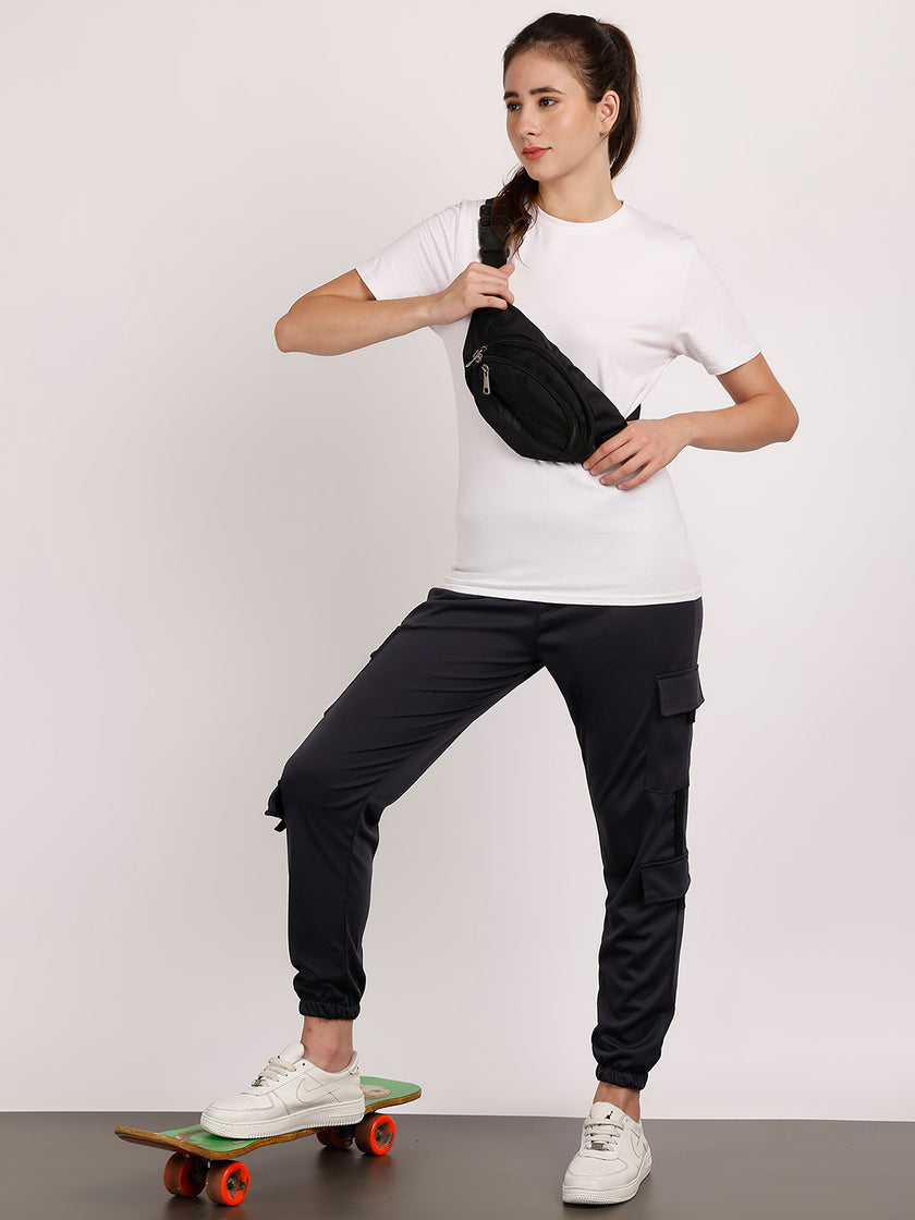Mack Jonney Solid | Grey | Cargo Style | Polyster Lycra Trackpant For Women