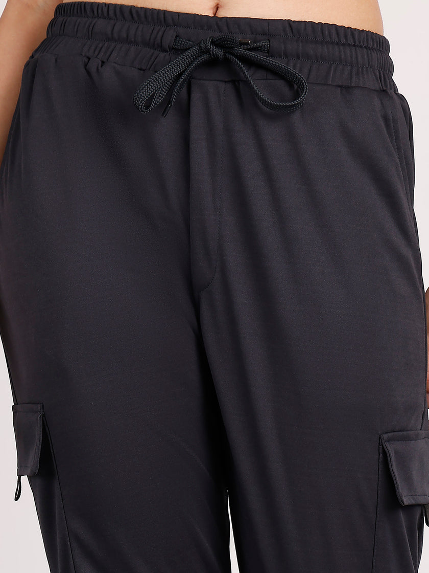 Mack Jonney Solid | Grey | Cargo Style | Polyster Lycra Trackpant For Women