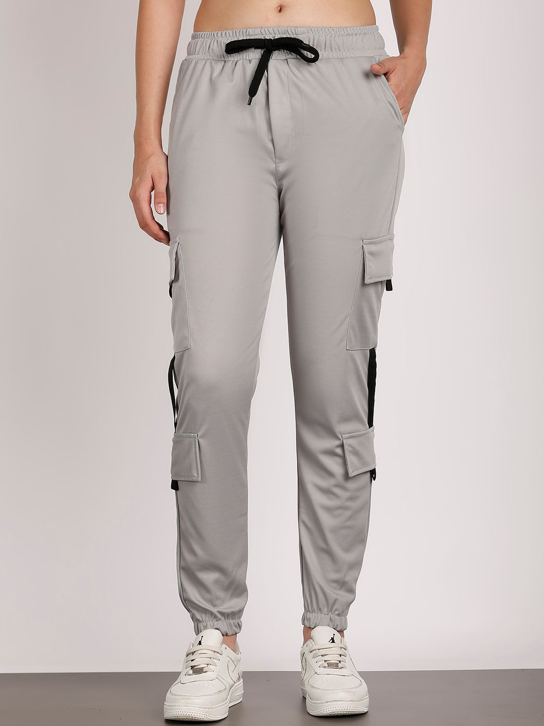 Mack Jonney Solid | lgrey | Cargo Style | Polyster Lycra Trackpant For Women