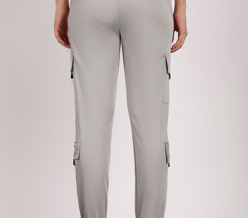 Mack Jonney Solid | lgrey | Cargo Style | Polyster Lycra Trackpant For Women