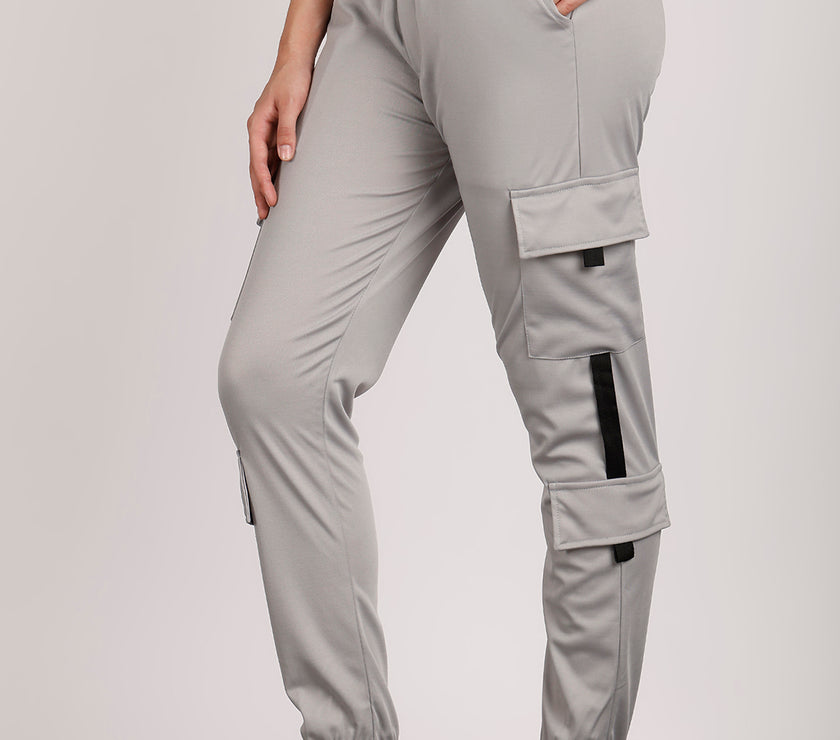 Mack Jonney Solid | lgrey | Cargo Style | Polyster Lycra Trackpant For Women