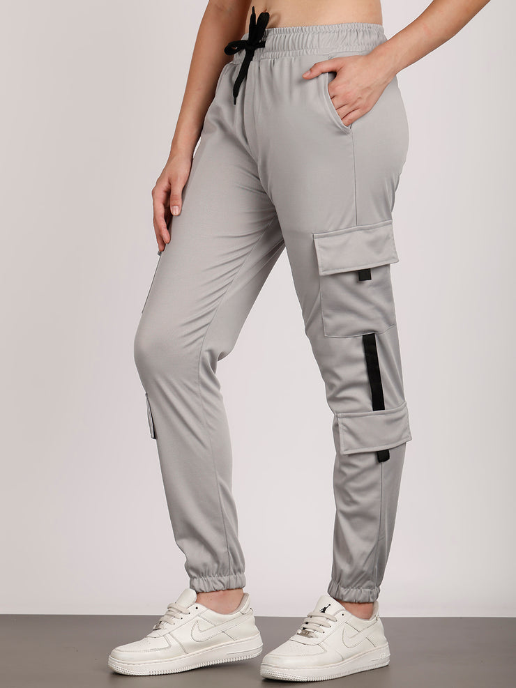 Mack Jonney Solid | lgrey | Cargo Style | Polyster Lycra Trackpant For Women