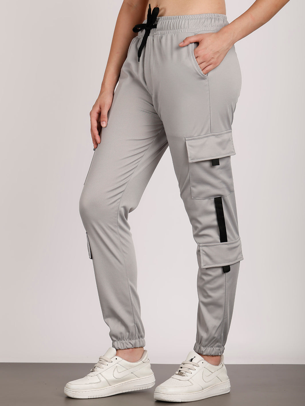 Mack Jonney Solid | lgrey | Cargo Style | Polyster Lycra Trackpant For Women