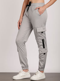 Mack Jonney Solid | lgrey | Cargo Style | Polyster Lycra Trackpant For Women