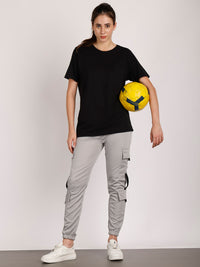 Mack Jonney Solid | lgrey | Cargo Style | Polyster Lycra Trackpant For Women