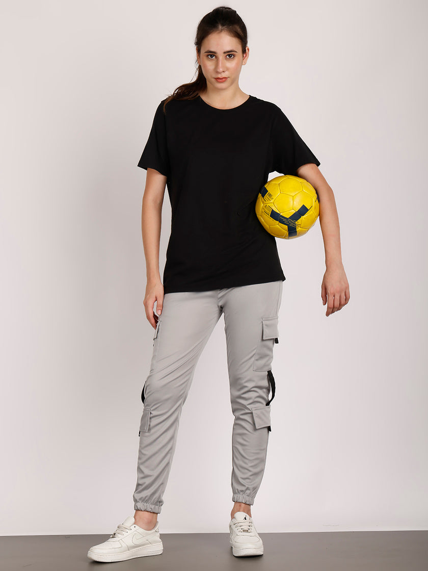 Mack Jonney Solid | lgrey | Cargo Style | Polyster Lycra Trackpant For Women