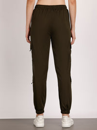 Mack Jonney Solid | Olive | Cargo Style | Polyster Lycra Trackpant For Women