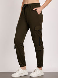 Mack Jonney Solid | Olive | Cargo Style | Polyster Lycra Trackpant For Women