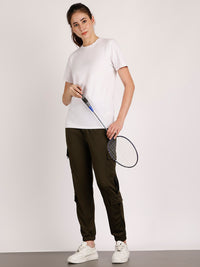 Mack Jonney Solid | Olive | Cargo Style | Polyster Lycra Trackpant For Women