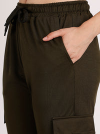 Mack Jonney Solid | Olive | Cargo Style | Polyster Lycra Trackpant For Women