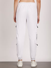 Mack Jonney Solid | White | Cargo Style | Polyster Lycra Trackpant For Women