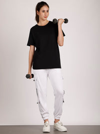 Mack Jonney Solid | White | Cargo Style | Polyster Lycra Trackpant For Women