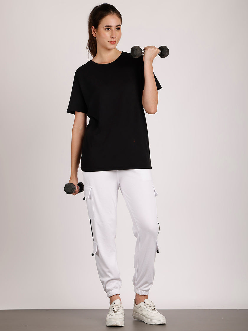 Mack Jonney Solid | White | Cargo Style | Polyster Lycra Trackpant For Women