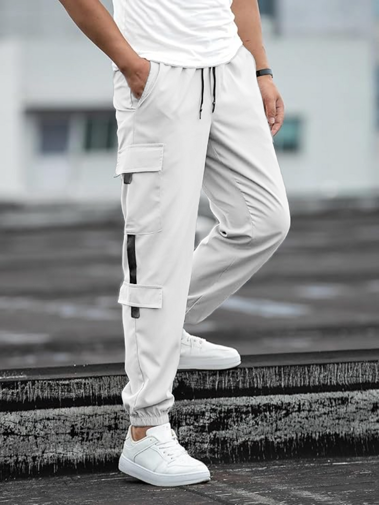 Mack Jonney  Regular Fit  White Polyster Lycra Trackpant For Men